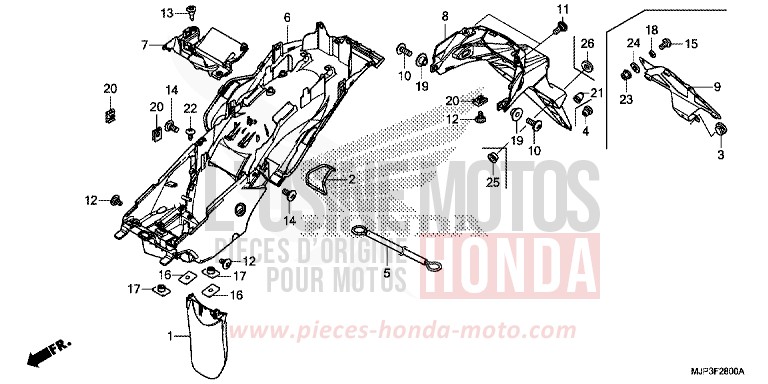 GARDE-BOUE ARRIERE de Africa Twin VICTORY RED (R334B) 2017